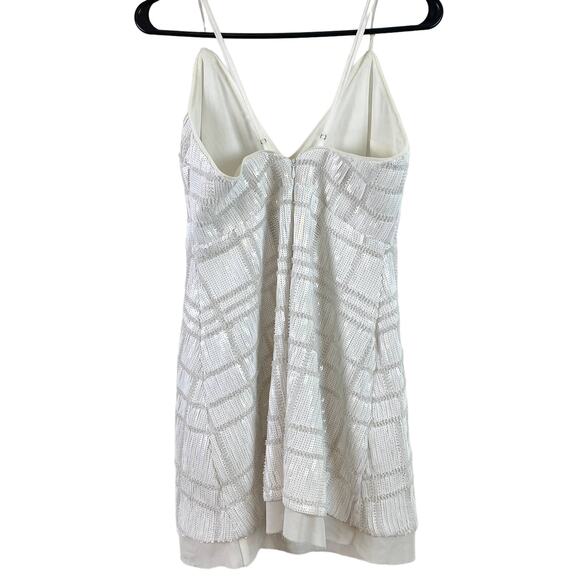 X by NBD 3 AM in LA Embellished Sequin V-Neck Mini Slip Dress Ivory Size Medium - Picture 6 of 8